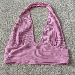 Pink Ribbed Halter Top